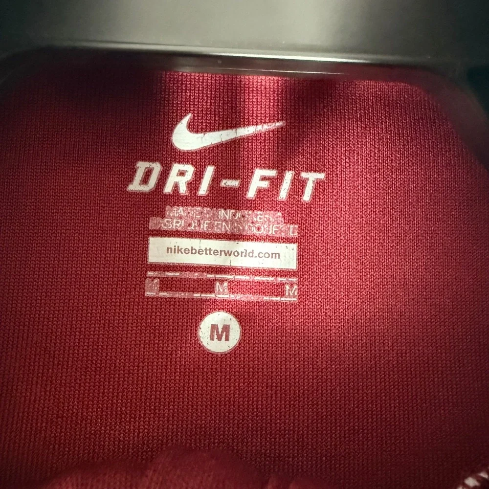 Nike Dri-FIT Track Jacket Medium Maroon White Sporty Athleisure Zip Up